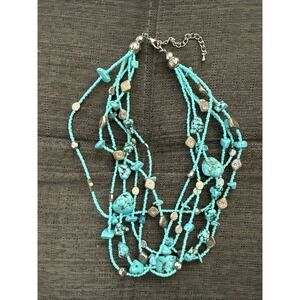 Stranded Turquoise Multi-Strand Necklace with Silver Accents
